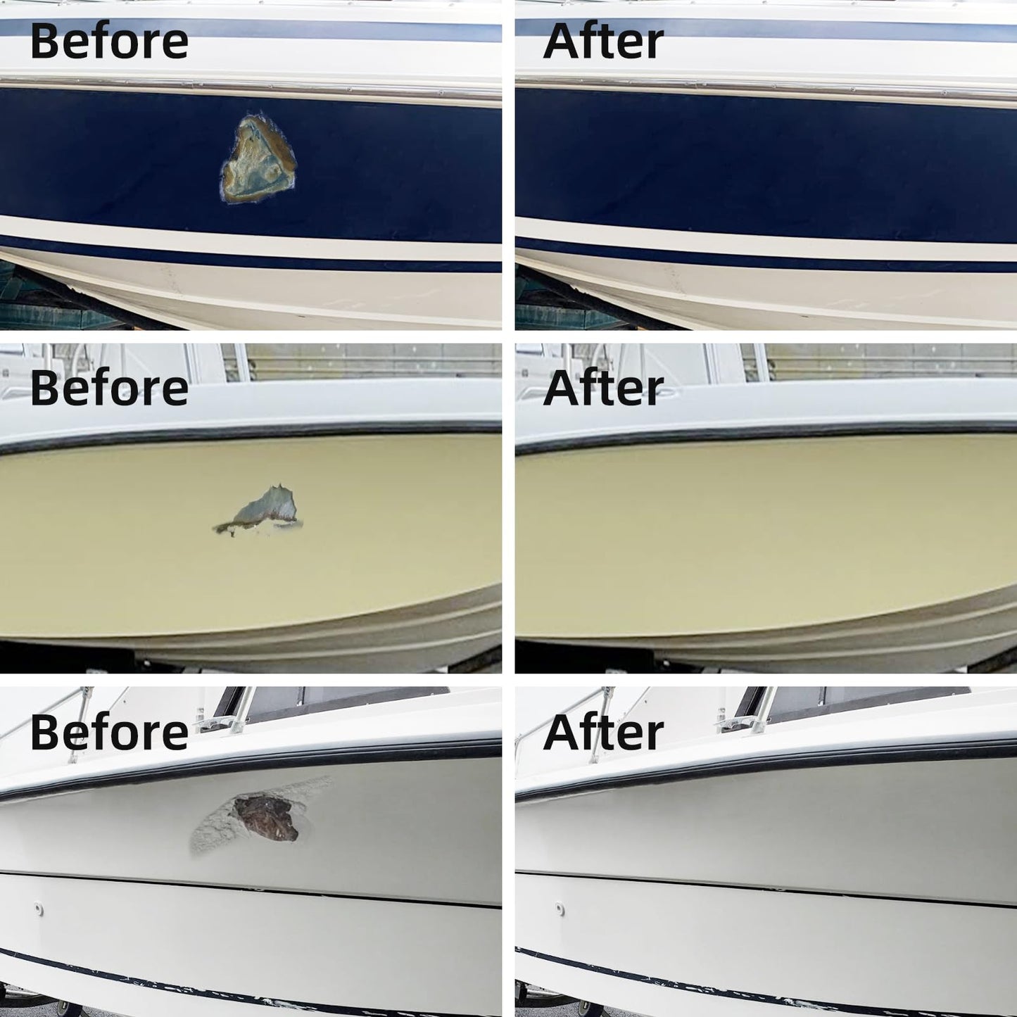 FENFANDAS Fiberglass Boat Repair Kit (Color Match), Gel Coat Repair Kit for Boats, Marine Fiberglass Repair Kit for Boats, Epoxy Filler for Boats, Fiberglass Repair Kit Fix Holes Chips Pits Cracks