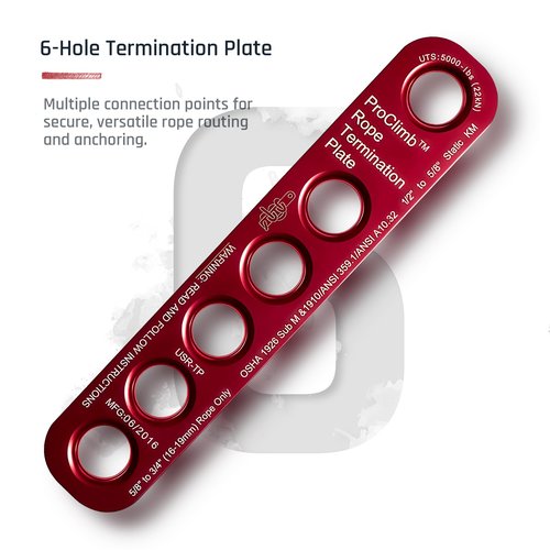 ProClimb 22 kN Rope Termination Plate – Aluminum Rigging Plate for 5/8"–3/4" Kernmantle Rope – Anchor Plate for Vertical Lifeline and Fall Protection