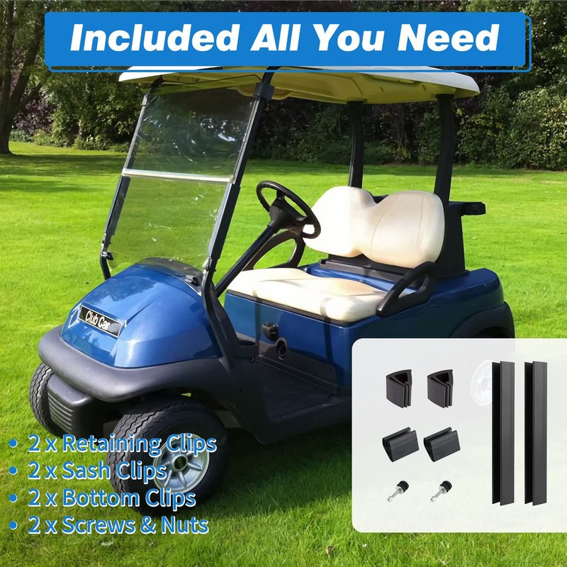 Tinted Club Car Precedent Golf Cart Windshield Compatible with 04-21 Models, Fold Down Golf Cart Windshield Anti-UV Impact Resistant - 37.5" W X 33.6" H