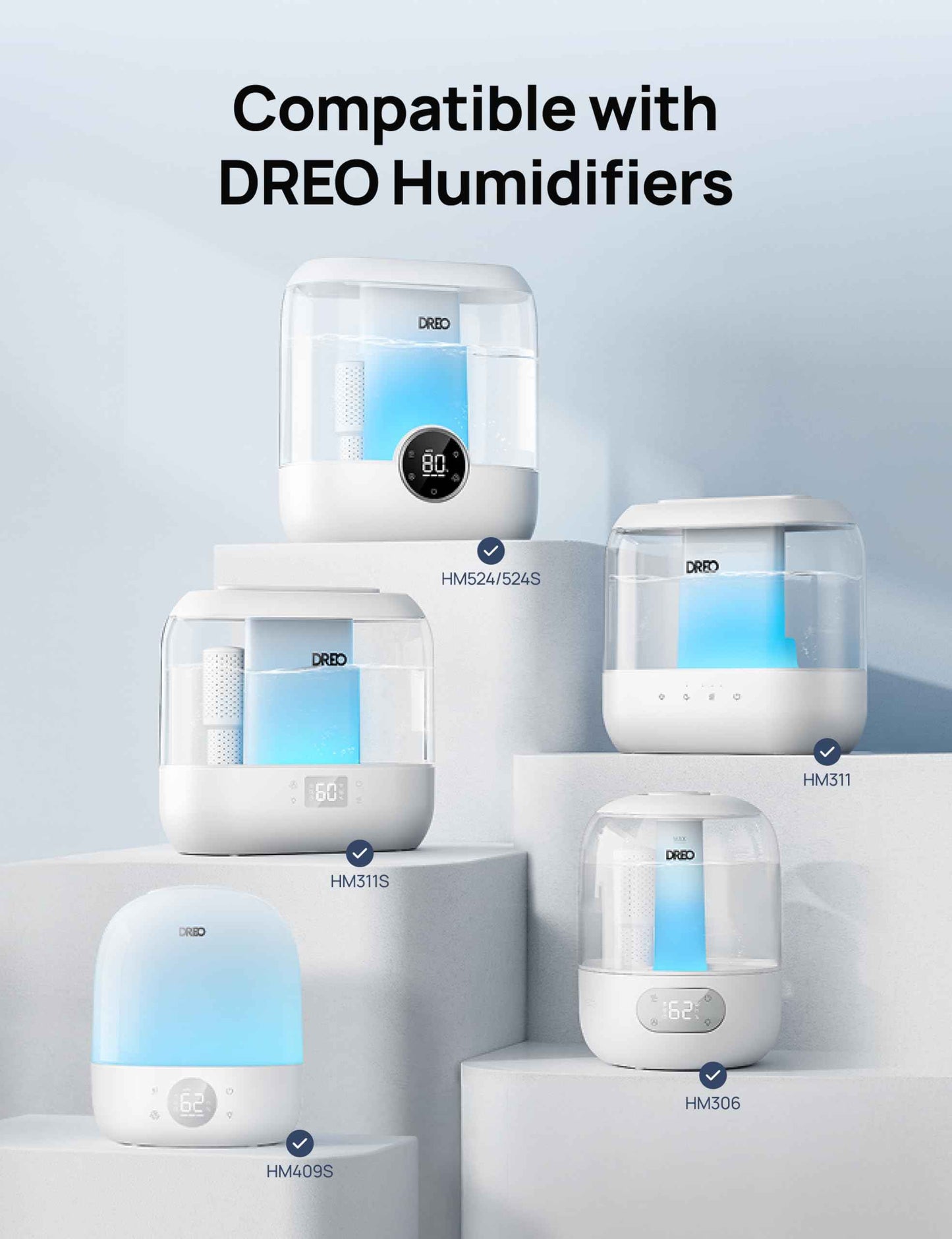 Dreo Demineralization Cartridge 3-Pack for Humidifiers, Compatible with Dreo Humidifiers HM311/311S/524/524S, Prevent Mineral Build-up, Filter Hard Water, Eliminate White Dust