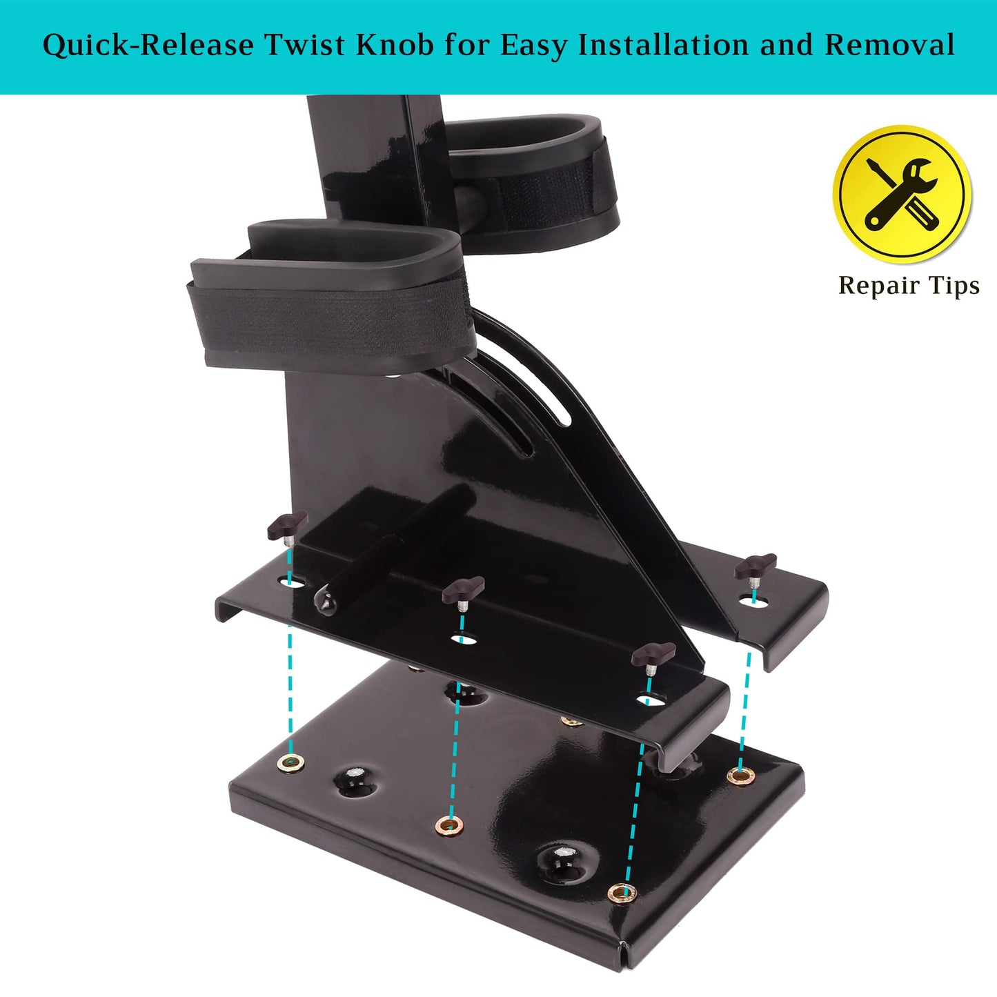 10L0L Universal Golf Cart Gun Holder for Yamaha,EZGO, Club Car, and UTV, Stand-Up Adjustable Floor Mount Gun Rack with Quick Release, Rifle & Hunting Gun Storage Accessory