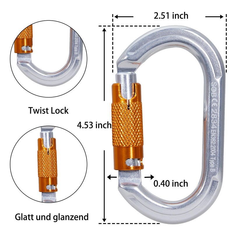 SOB Auto Locking Climbing Carabiner Clips 6Pack 22KN Heavy Duty Asymmetrical Carabiner Connector Used for Rappelling Gear Rescue Outdoor Projects Dog Leash