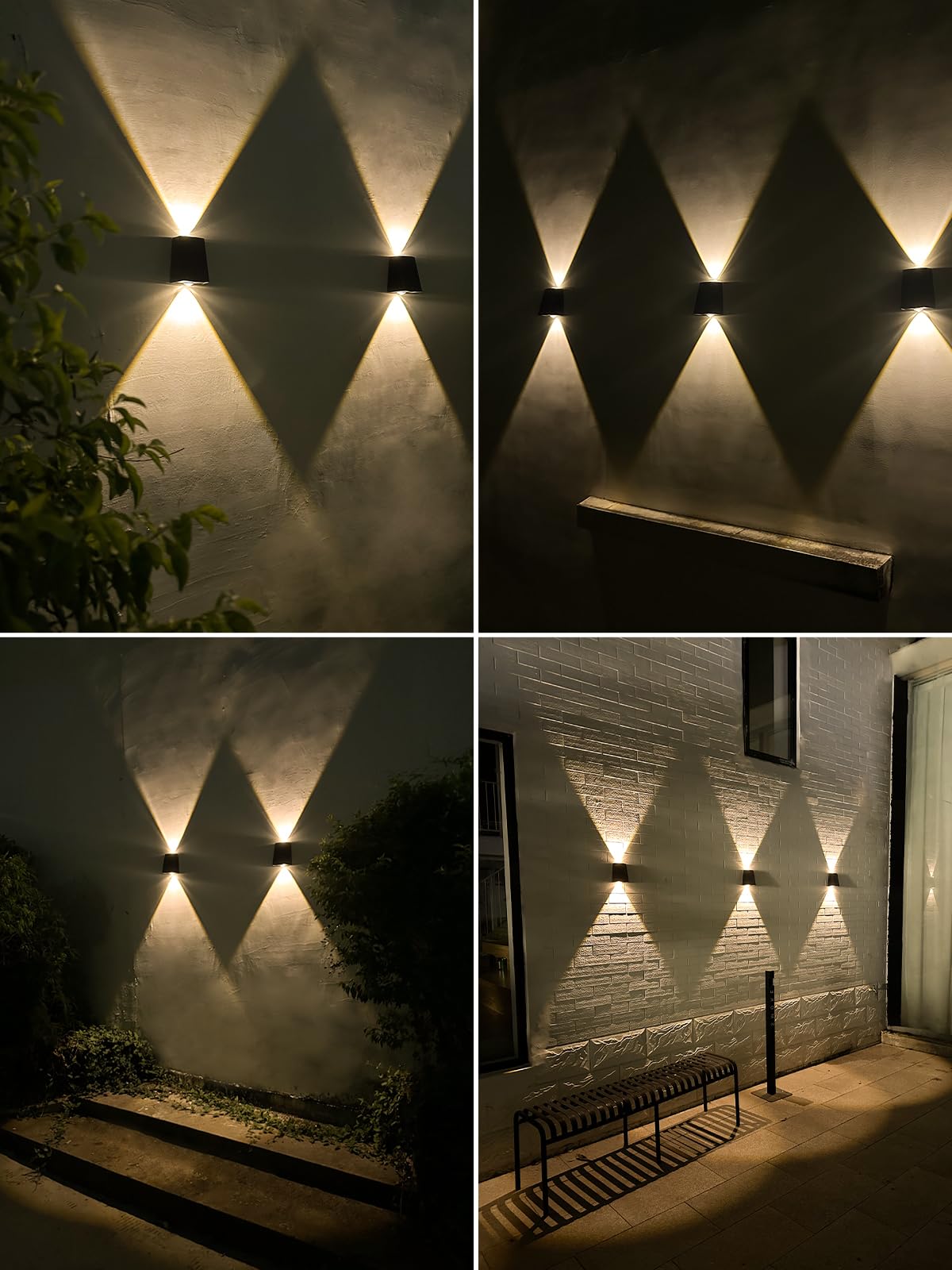 Mrzxy Solar Wall Lights Outdoor Waterproof, Up Down Sconce LED Solar Light IP65 Dusk to Dawn for Porch, Fence, Deck(Warm White, 2 Pack)