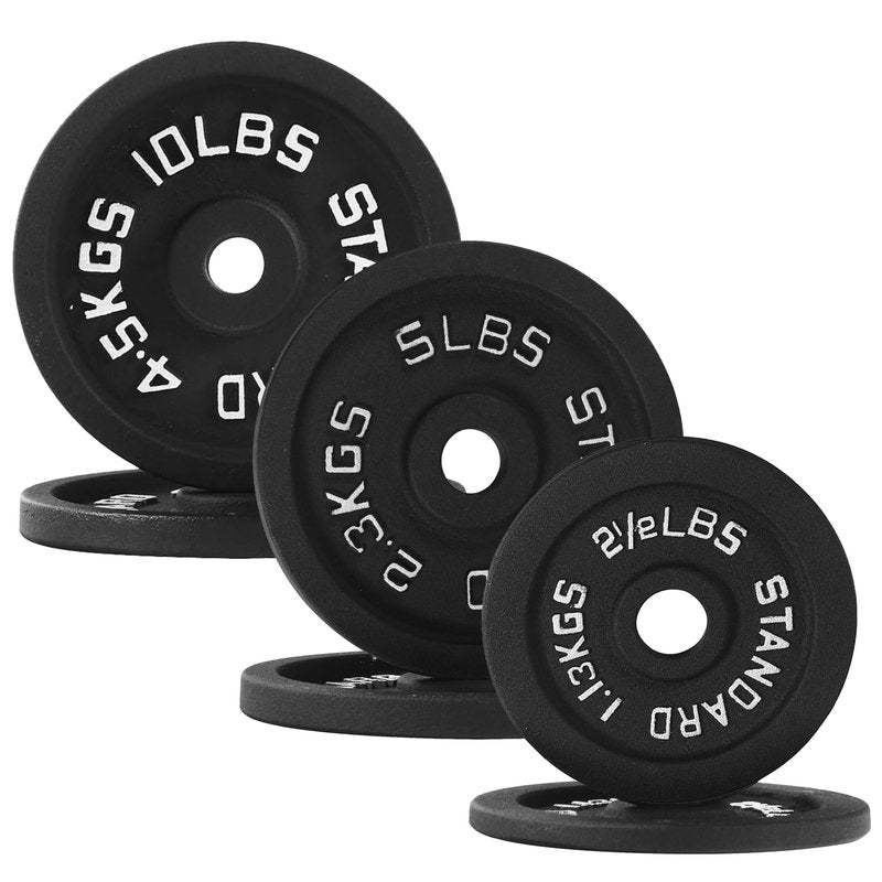 Fitvids 1 Inch Standard Barbell Weight Plates Set, 35 LB(2.5-10 LB) Barbell Weight Set for Home Gym Strength Training, Deep Grip Edge