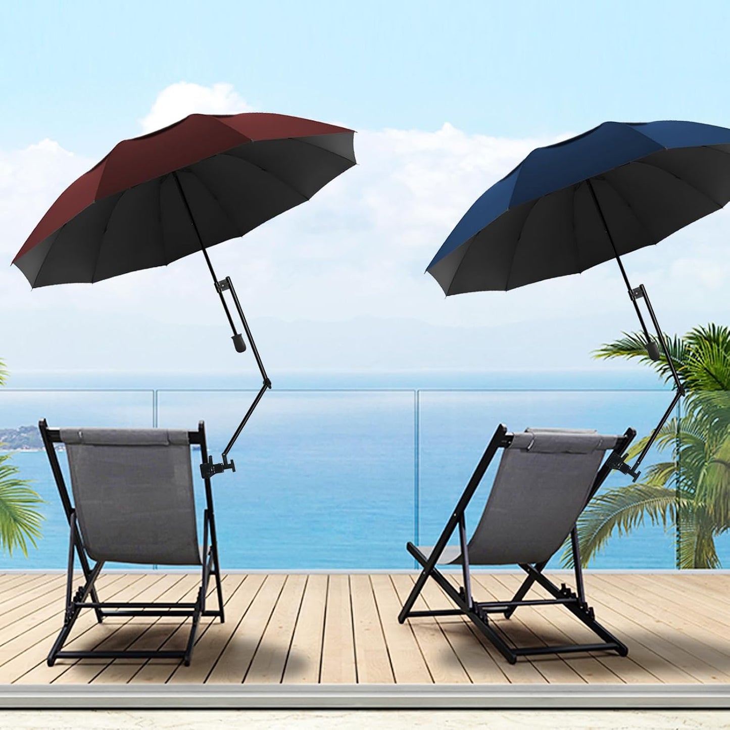 Patio Umbrellas | UPF 50+ Adjustable Shade Umbrella - Versatile Clamp for Beach, Patio & Camping