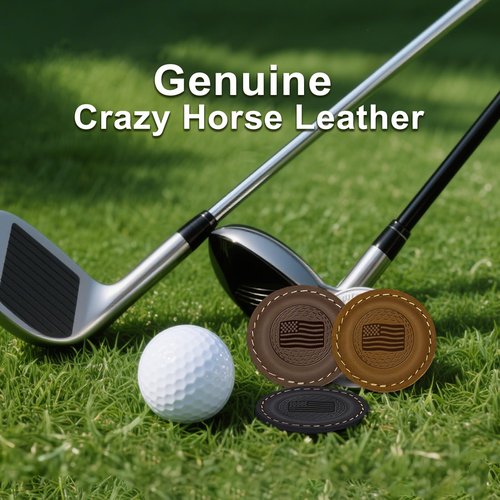 iSamzan Magnetic Golf Ball Markers: Real Leather Magnetic Golf Ball Marker with a Hat Clip - Funny Golf Ball Marker Hat Clip for Women & Men - Ideal for the Golf Putting Green (4Pcs)