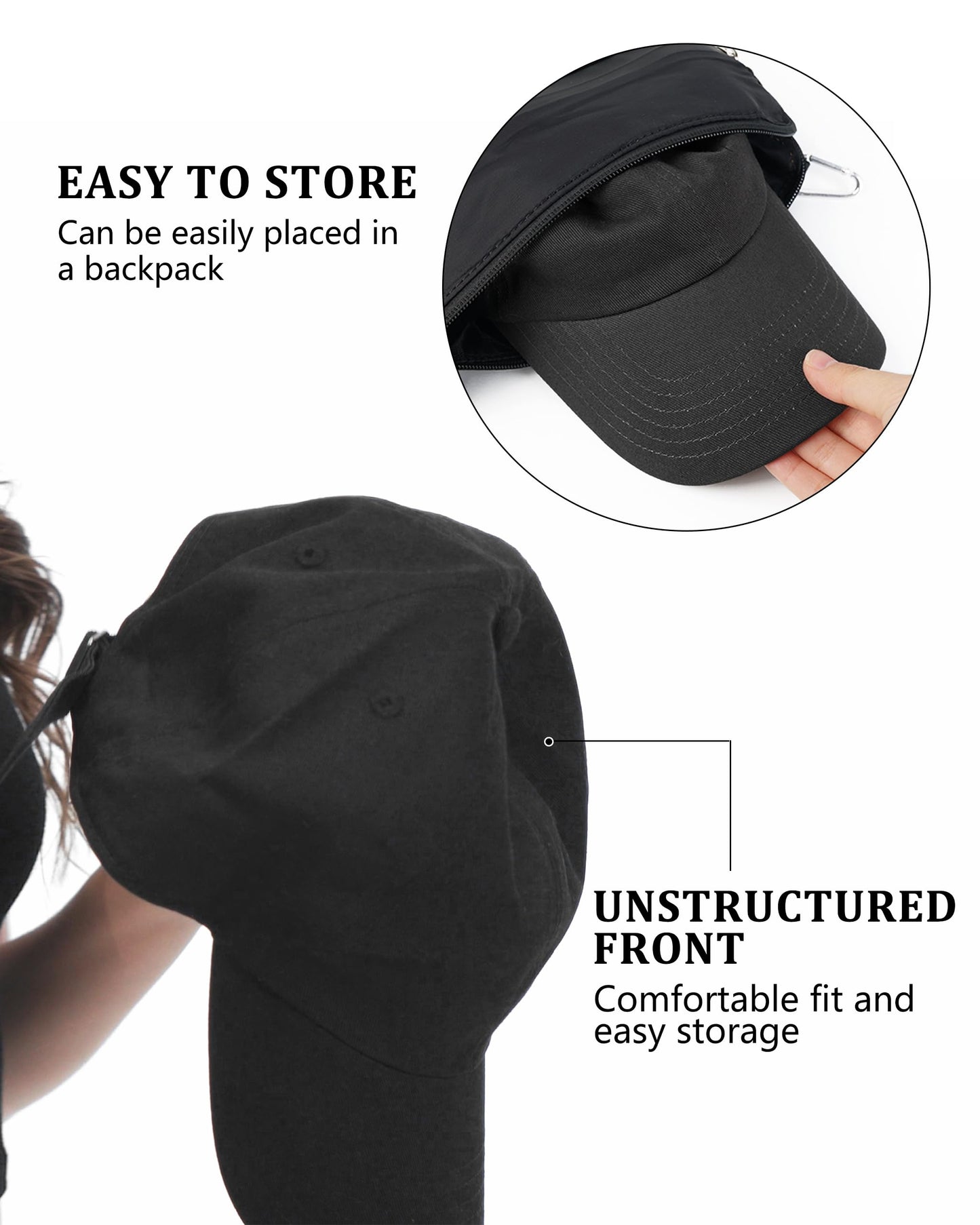 GADIEMKENSD Extra Curved Brim Baseball Cap, Womens Baseball Hat, Plain Dad Hat with Adjustable, Ball Caps for Men Unstructured Blank Low Profile Golf Hats for Gym Run Tennis Workout Black Khaki