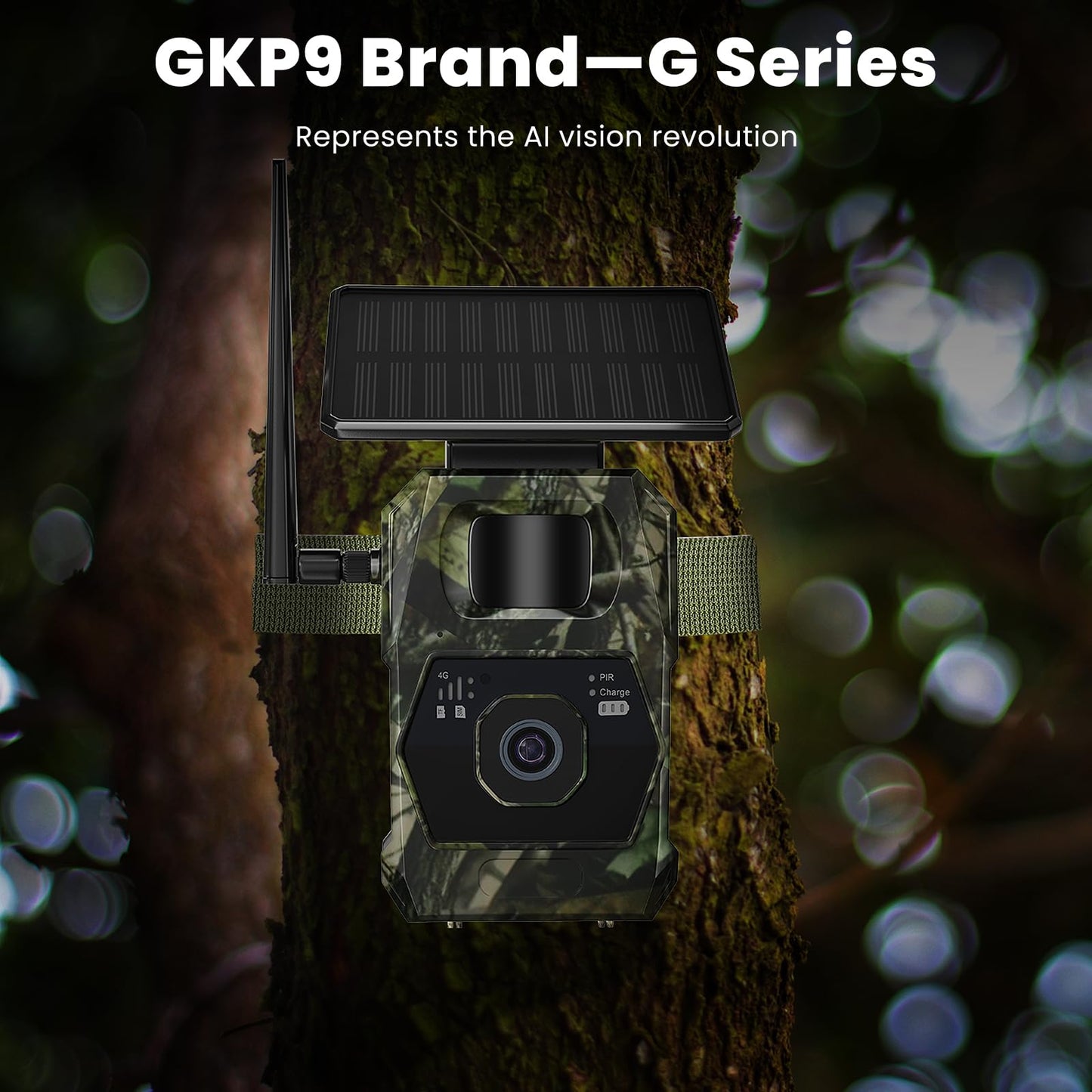 GKP9 Ai Trail Camera Cellular — Game Camera with Built-in Solar Panel, 32GBSd and SIM Card, 100mp Photos, 4k Videos 2 Way- Talk with Night Vision Motion Activated Waterproof