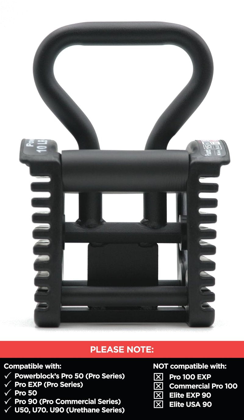 PowerBlock Pro Series Kettlebell Handle – Compatible Pro Series Dumbbells, Strength Training Accessory, for Home Gym & Commercial Use, Workout Equipment, Black