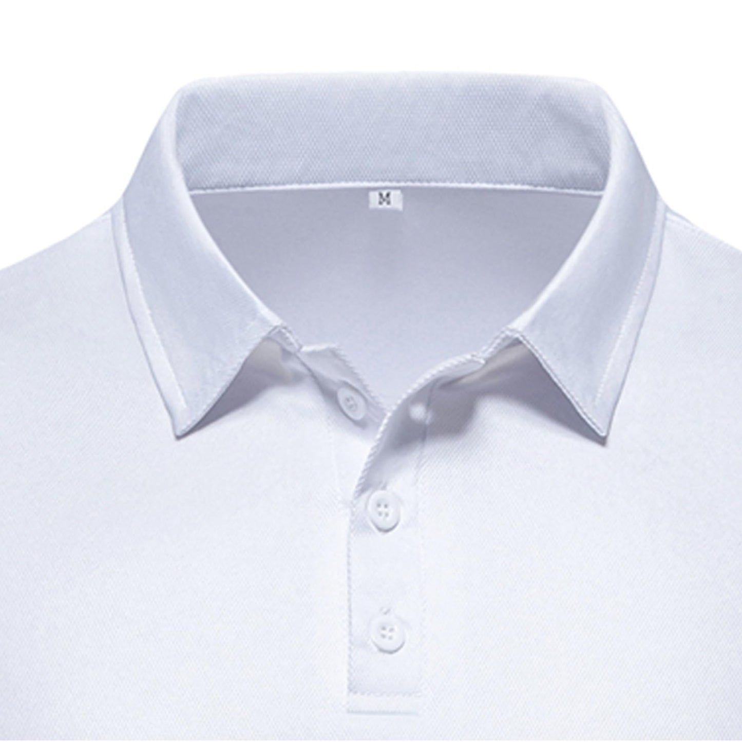 Men's Polo Shirts Summer Short Sleeve Golf Shirt for Men 3 Button Collar T-Shirt Dry Fit Casual Work Athletic Tee Shirts (White, L)