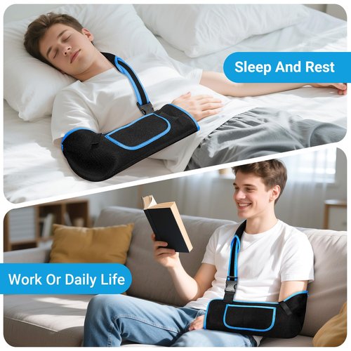 Arm Sling Shoulder Immobilizer for Women and Men,Adjustable Shoulder Sling for Torn Rotator Cuff Brace,Fits Left or Right,for Shoulders,Arm,Wrist,Elbow,and Clavicle Injury (1, Blue)