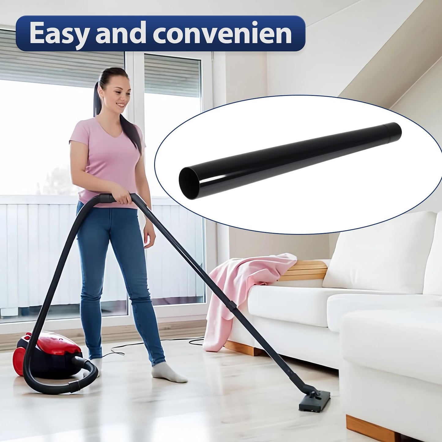 2-Pack Vacuum Extension Tube, 1.25 Inch (32mm) Vacuum Cleaner Extension Wand with 1-1/4" Fitting, Compatible with Shop-Vac Accessories, Replacement Extension Pipe for Wet/Dry Vacuum Cleaners