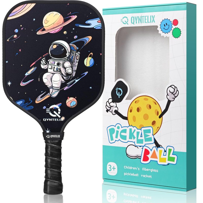 Qyntelix Kids Pickleball Paddle - Astronaut Galaxy Pickleball Paddle, Lightweight Honeycomb Core, Premium Comfort Grip, Astronaut Pickleball Gifts for Children 12 and Under Box - Boy