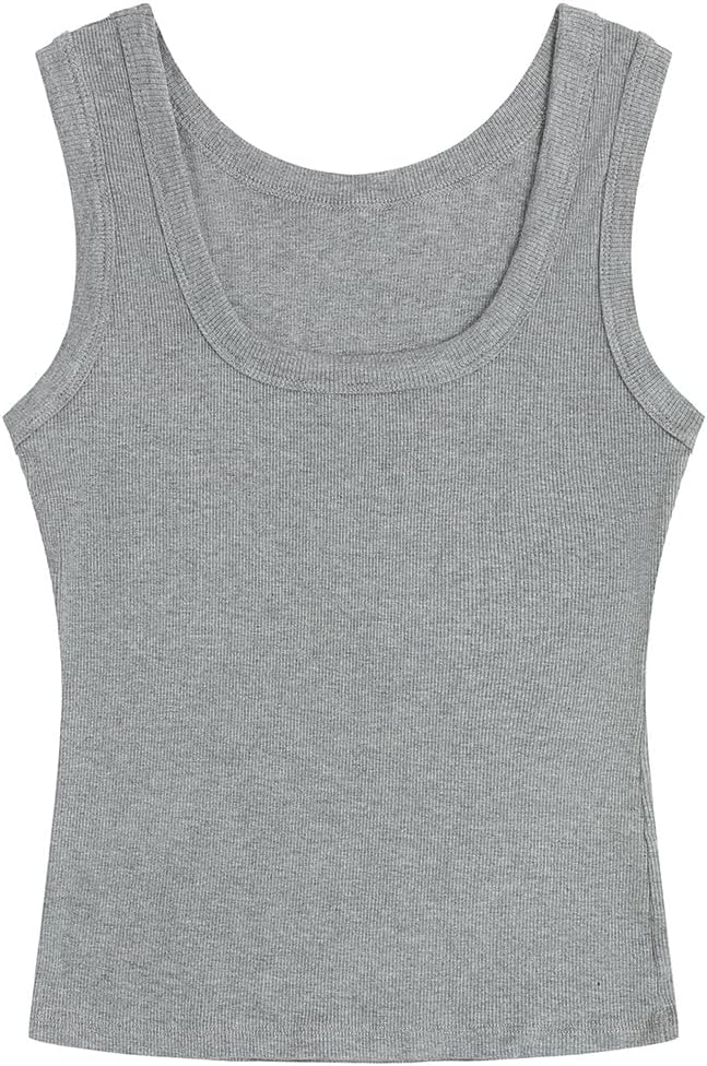 SVALIY Women's Fitted Ribbed Tank Top - Square Neck Sleeveless Shirt for Summer | Stylish Basic Top