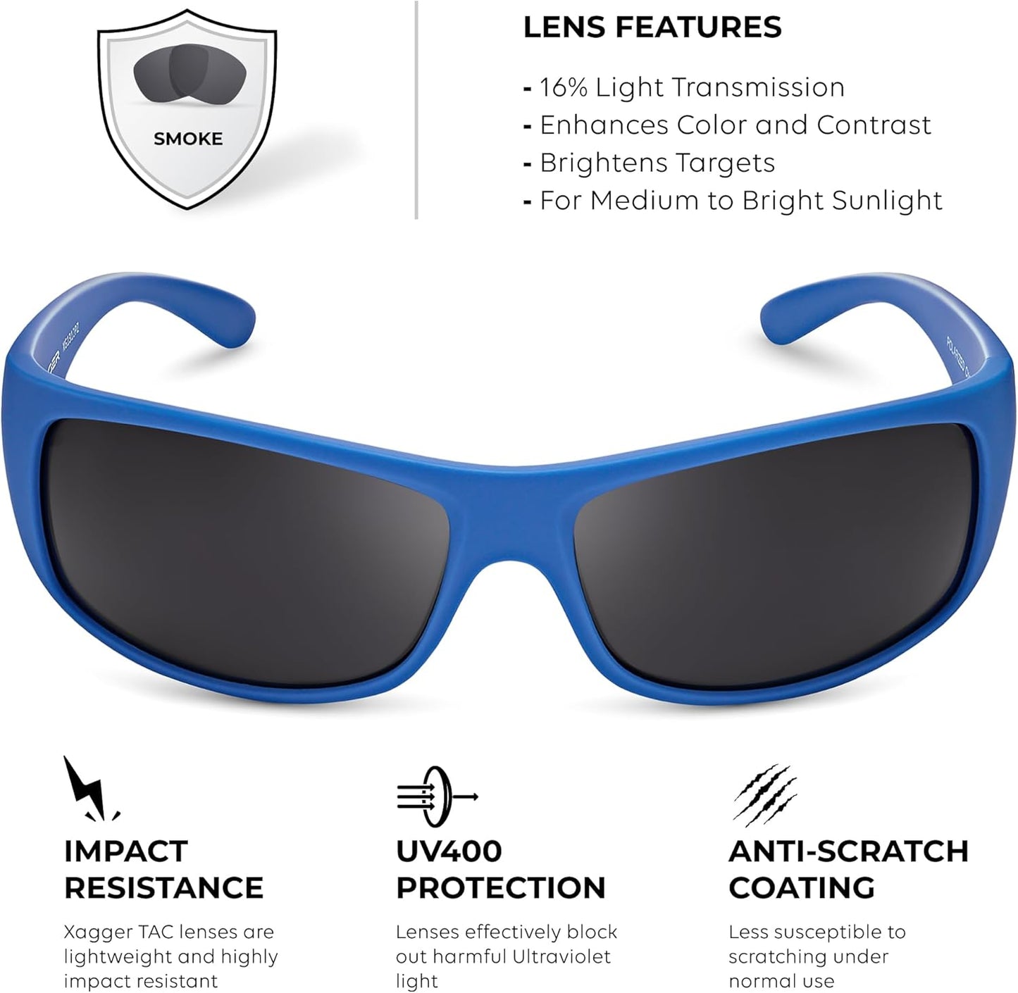 Xagger Sports Polarized Sunglasses - Men's Wrap-Around TR90 Frame for Ultimate Sun Protection