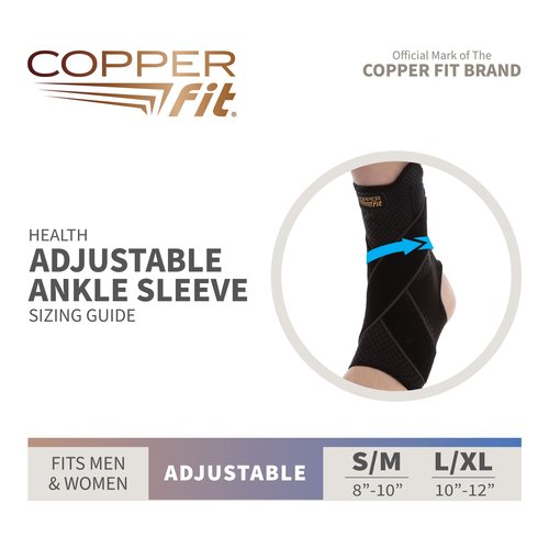 Copper Fit Health Adjustable Ankle Sleeve, Small/Medium