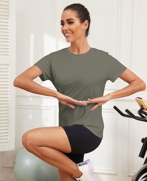 KevaMolly Workout Tops for Women - UPF50+ Breathable Loose Fit Yoga T-Shirts | Short Sleeve Athletic Tee