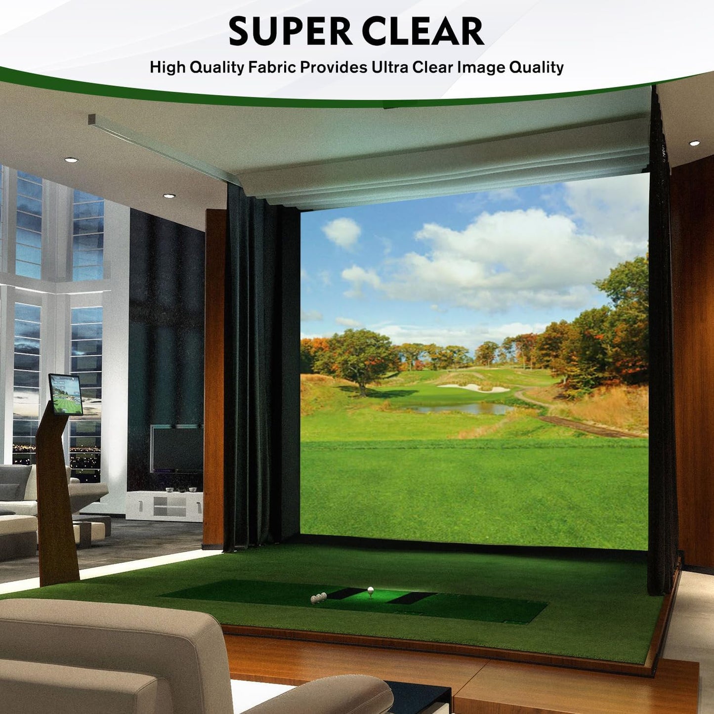 Golf Impact Screen with Upgraded Grommet Slings, 3D Air Mash Golf Simulator Impact Screen for Training, Professional Impact Screen Hitting Mat for Home, Indoor, Outdoor