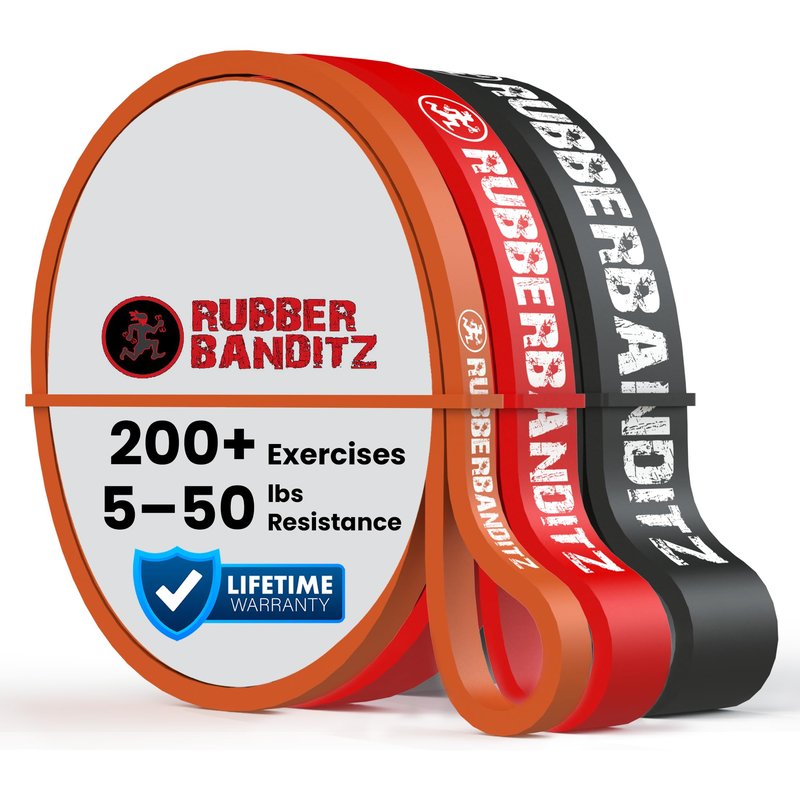 Rubberbanditz Combo Pull Up Assist Bands | Heavy Duty Resistance Exercise Bands for Powerlifting, Mobility, and Stretching | Resistance Bands for Working Out | Combo Pack of 3 (Orange, Red, and Black)