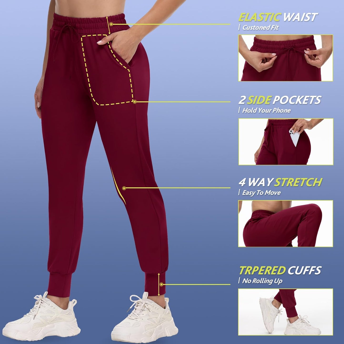 Skiennix Joggers for Women - Lightweight Comfy Sweatpants with Pockets | Perfect for Yoga, Travel & Lounge