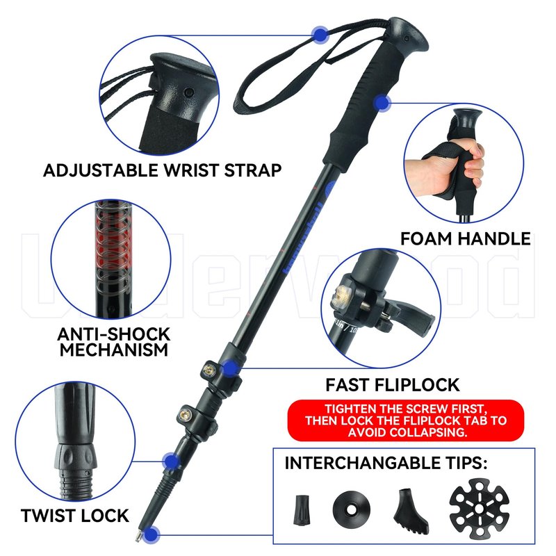 Trekking Poles Collapsible Hiking Poles - 2 Pack Adjustable Aluminum Hiking Sticks, Lightweight Walking Sticks for Women, Men, Seniors, Kids, Walking Poles for Backpacking by Underwood Aggregator
