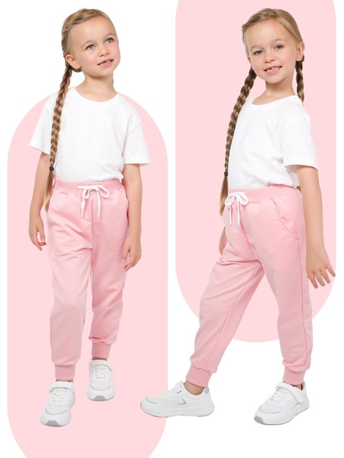 Resinta 4 Pack Girls' and Toddler Sweatpants Kids Active Jogger Pants Girls Casual Pull On Pants with Drawstring Pockets