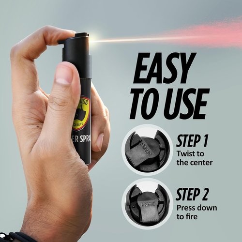 Guard Dog Security Maximum Strength Pepper Spray - Compact Self Defense Canister | 16 ft Range, Made in USA