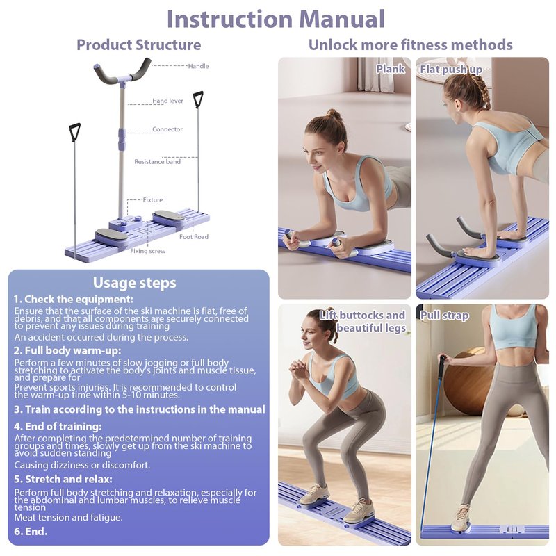 Ski Machine Simulated Ski Trainer With Non-Slip Pedal & Adjustable Armrests, Leg Ski Machines Exercise Equipment Multi Functional Ski Machine Leg Beautifier, Hip Trainer, Pelvic Floor Trainer For Home