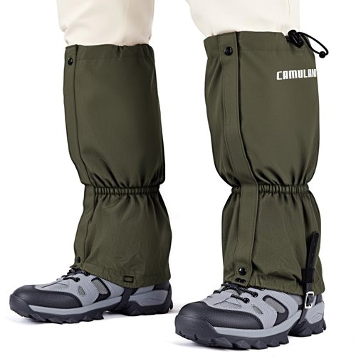CAMULAND Leg Gaiters for Men and Women, Durable 900D Oxford Water-Resistant Boot Gaiters for Hunting & Hiking, Adjustable Breathable Ankle Gaiters for Trail Running, Army Green