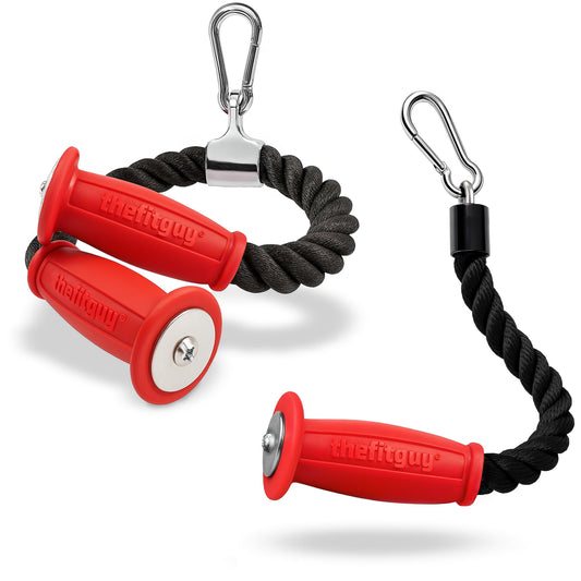 THEFITGUY 2 Ergonomic Tricep Ropes | 30" & 16.5" | Non-Slip Cable Attachment | Wrist Pressure Relief | Grip Strength, Forearm Activation | Home & Commercial Gym Accessory, For Cable Machine, Smart Gym
