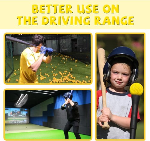 Bucket Pitching Machine Baseballs - 24/36 Pack of 60 MPH High Bouncy Yellow Dimpled Practice Balls | Lightweight & Durable for All Ages