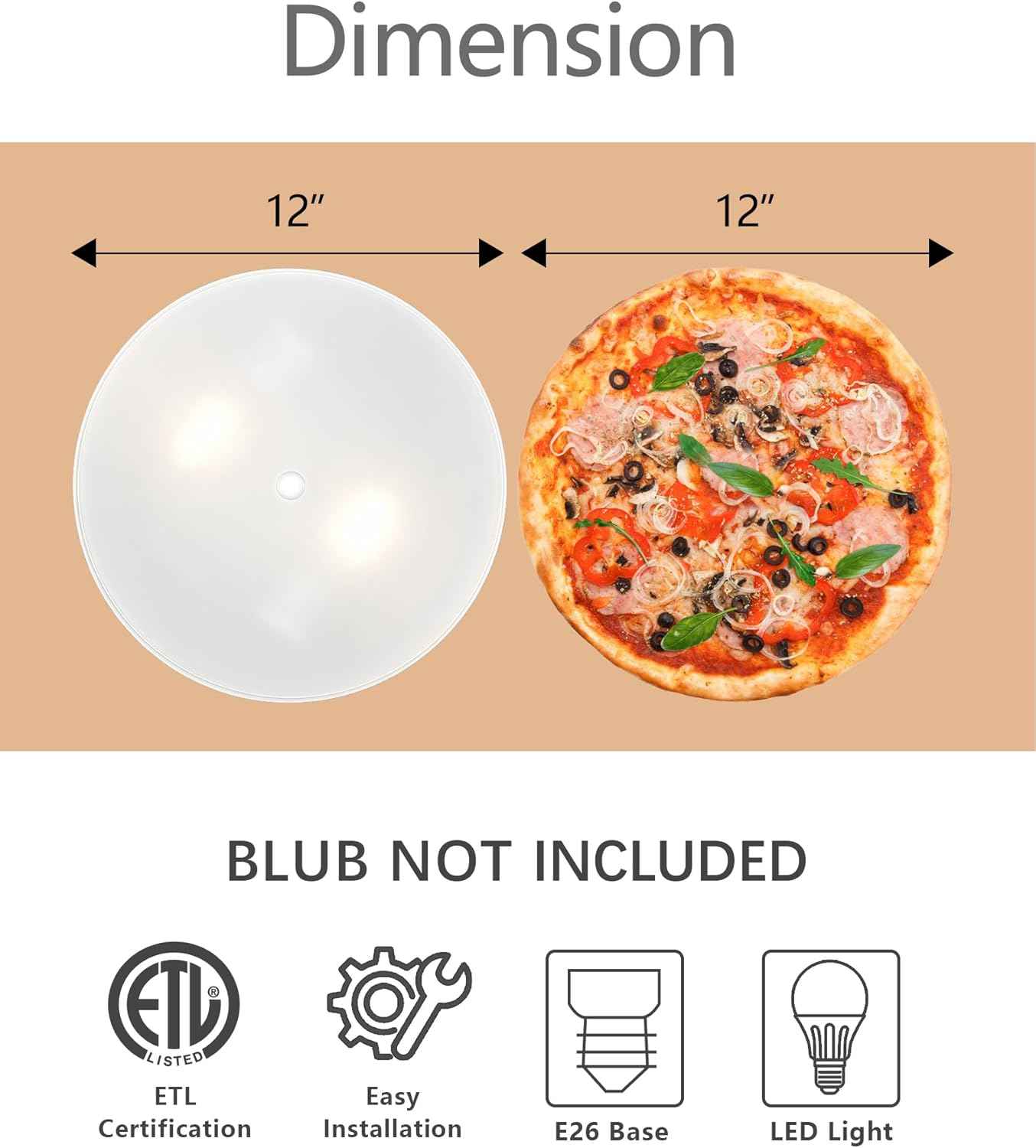 Flush Mount Ceiling Light Fixture 2-Pack - 12-Inch Oil Rubbed Bronze with Frosted Glass Shade for Bedroom, Hallway, Kitchen, Bathroom