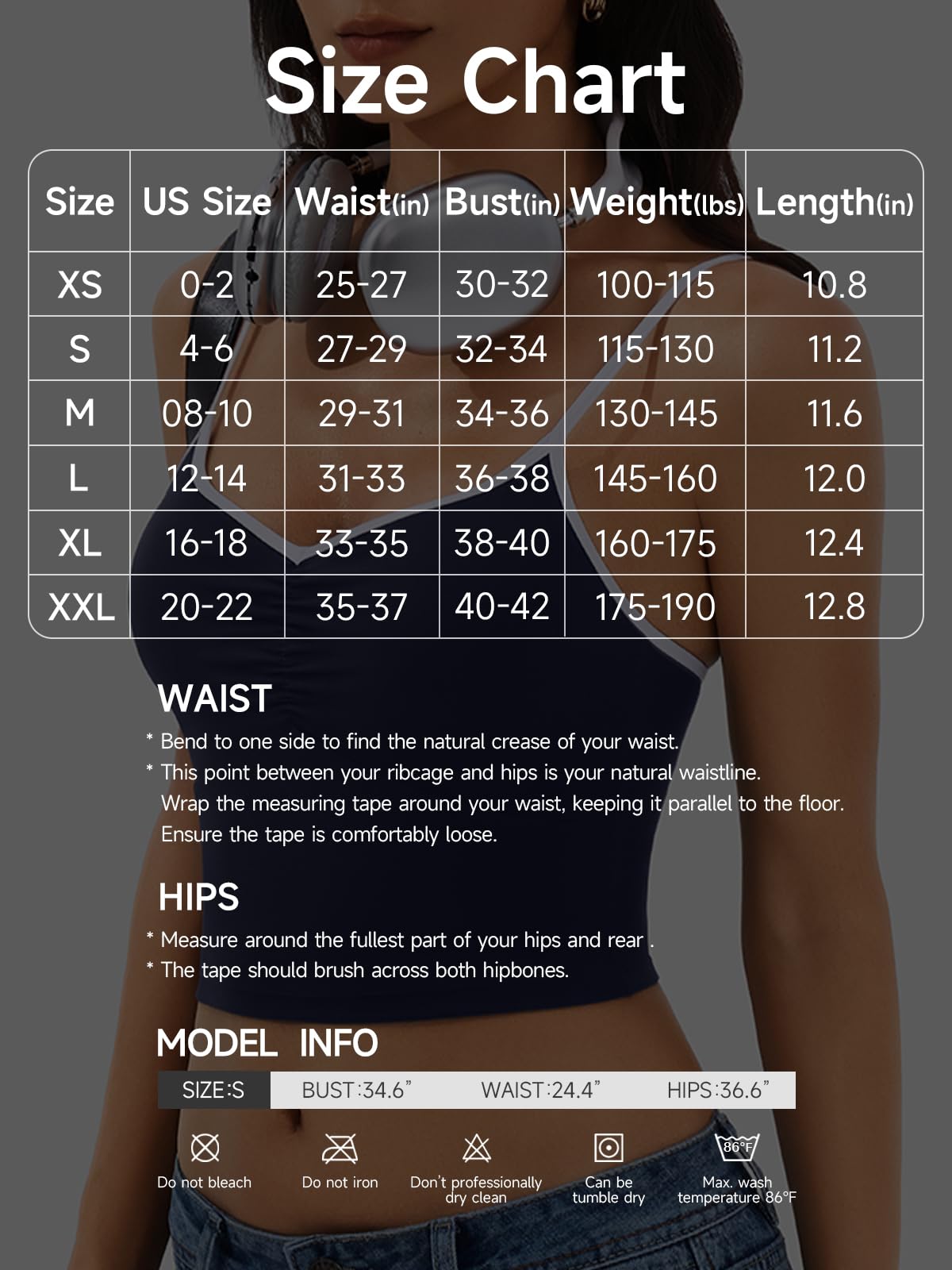 Longline Padded Sports Bra Workout Top for Women, Adjustable Straps Backless Crop Top Push Up Yoga Running Tank Top