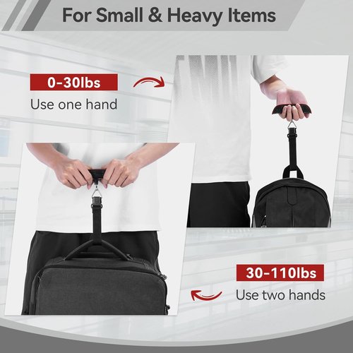 Dr.meter Luggage Scale - Digital Weight Scale with Backlight LCD Display | 110lb/50kg Capacity, Red