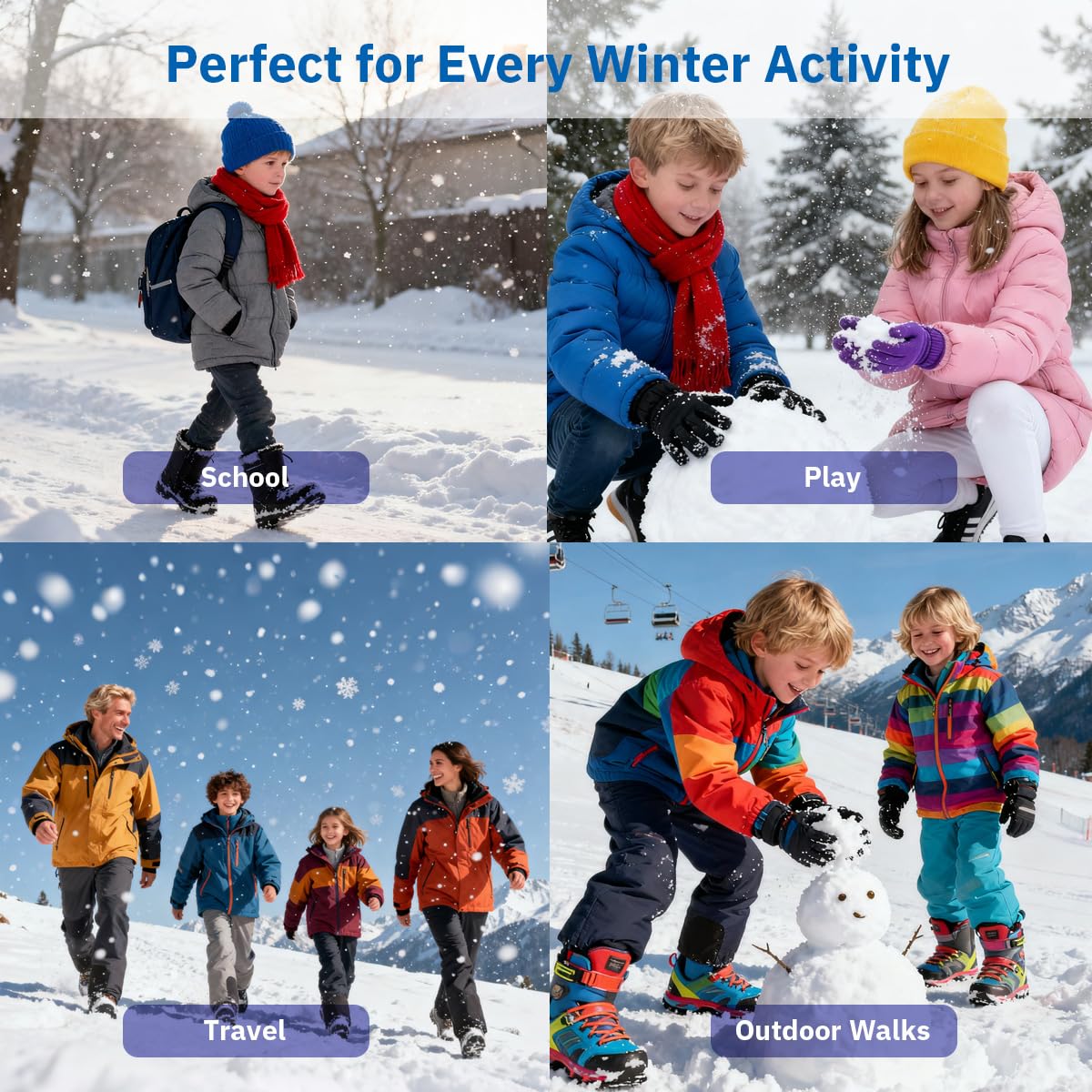 Kids Ice Cleats for Shoes & Boots, Anti-Slip Snow Cleats with Extra 10 Stainless Steel Ice Spikes, Silicone Snow Grips for Kids, Youth & Toddlers Walking, Running & Outdoor Play