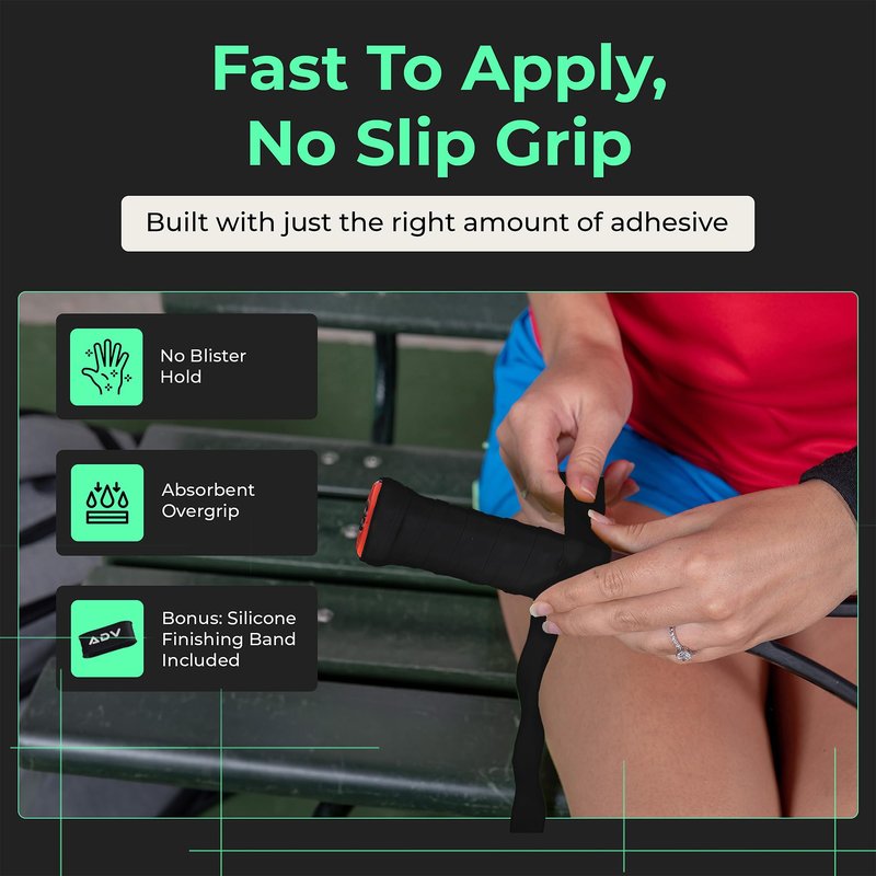 ADV MaxTac Tacky Tennis Overgrip - 12 Pack Extremely Sticky Non-Slip Tennis Grips Overgrip - Razor-Thin & Easy to Use Pro Tennis Racquet Grip Tape (12-Pack Volt)