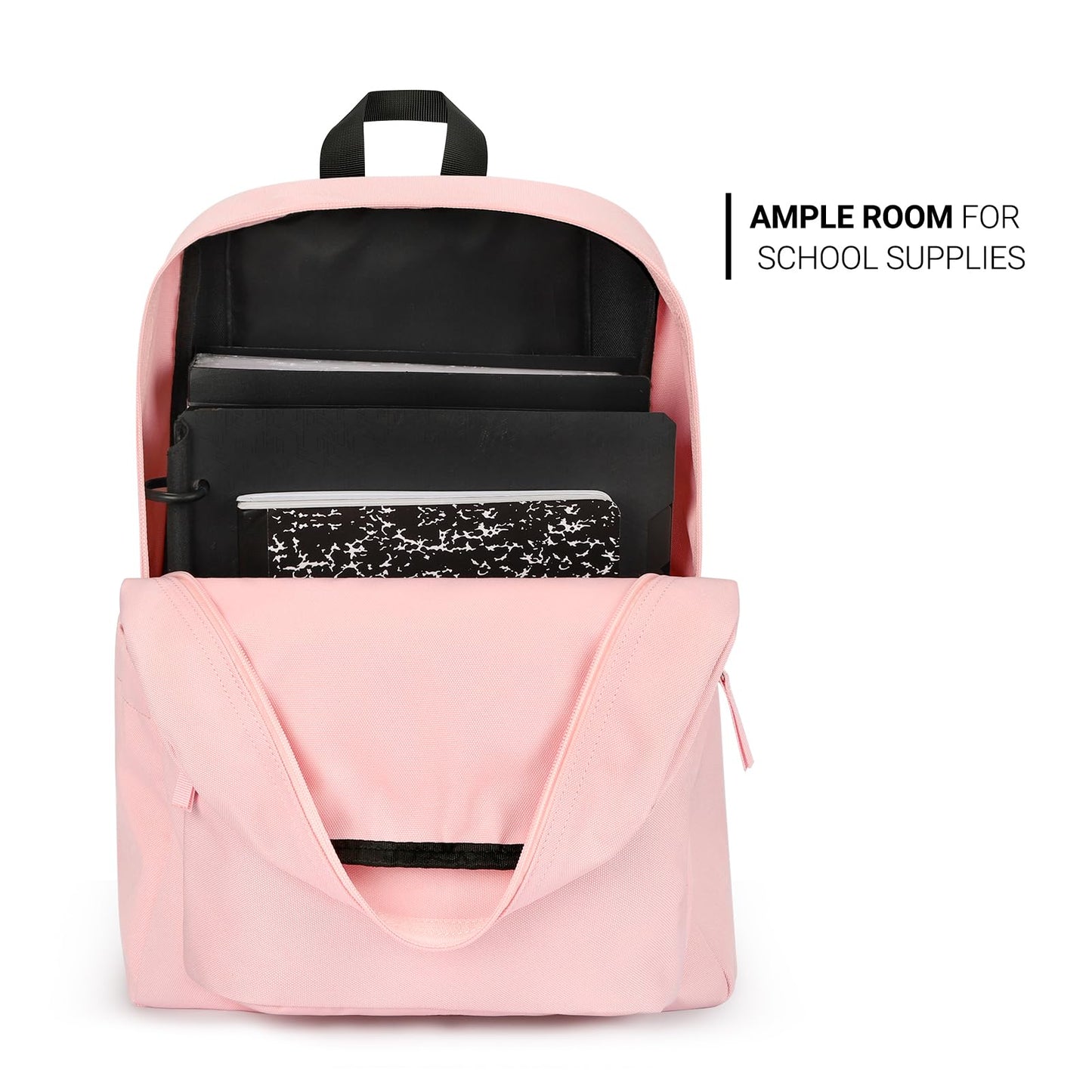 ZORFIN Simple Backpack for School Work Travel: Lightweight Bookbag for Girls and Boys - Water Resistant Backpacks for Men and Women - Red