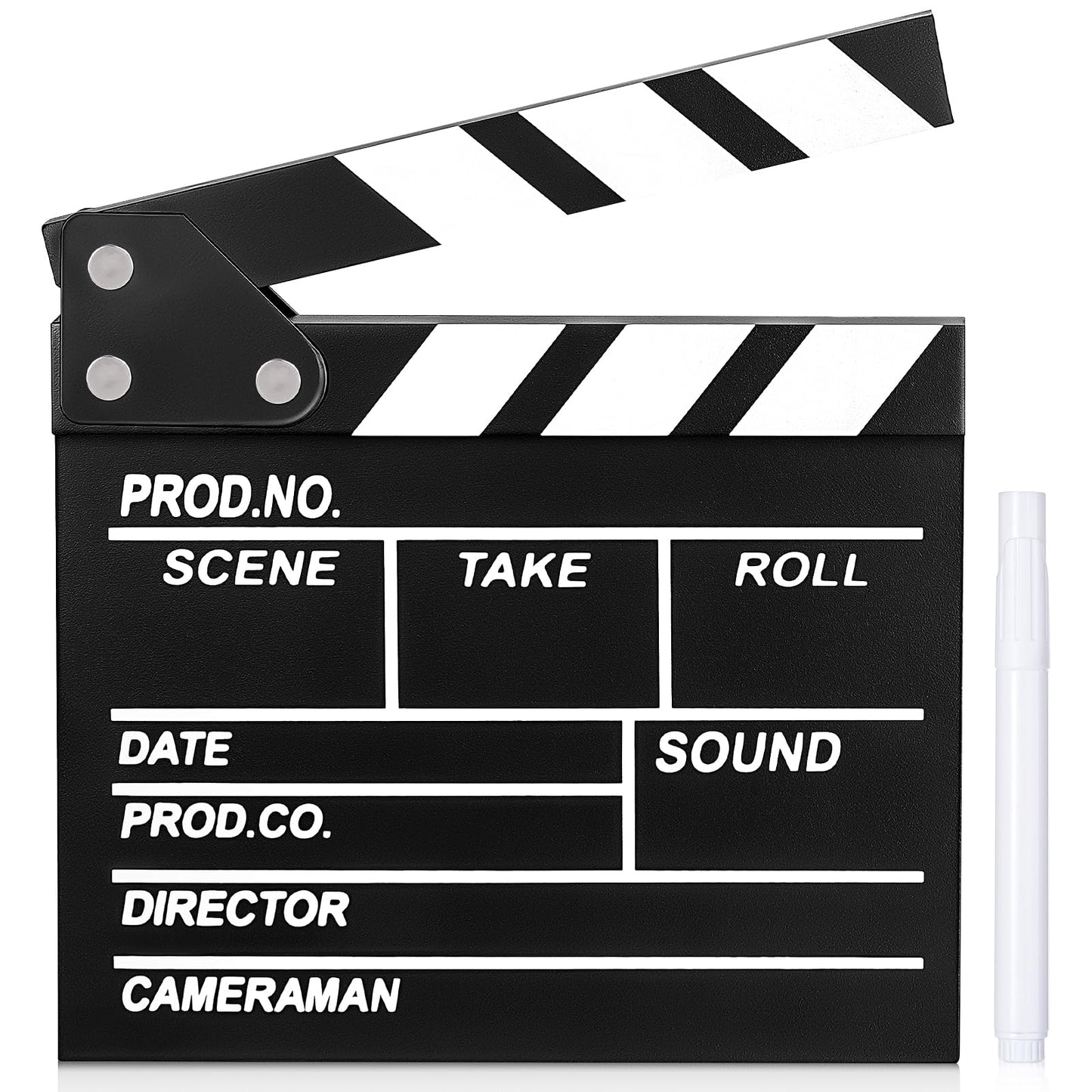 Movie Film Clapboard Hollywood Wooden-Clapper Board Directors Photography Studio Video TV Clapper Board with Erasable Pen Movie Theater Props Decor，Black Clap Board 7.8 X 7.5 inches