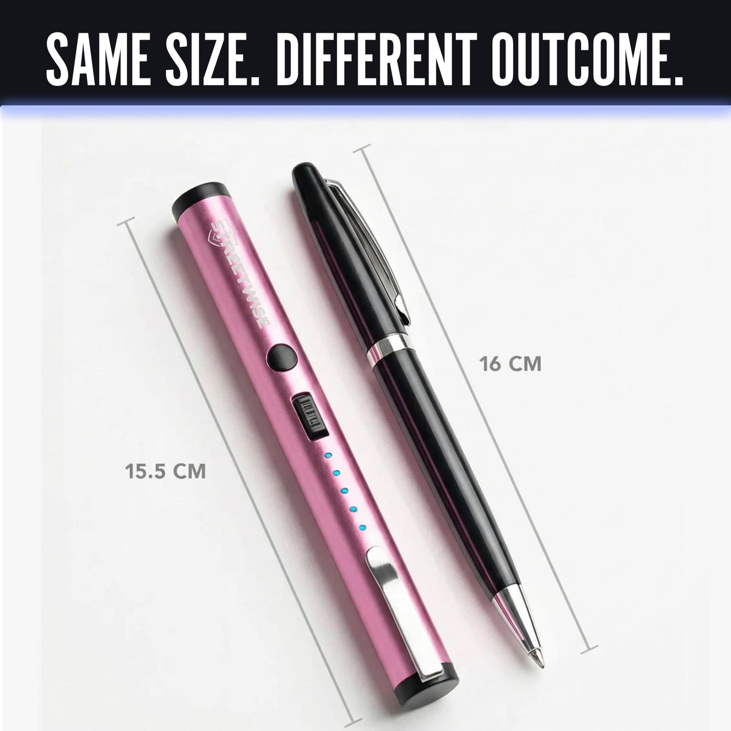 Streetwise Pain Pen 25,000,000 Volts Stun Gun for Self Protection - Tactical Stun Pen for Women and Men, USB Rechargeable, Battery Indicator, Durable Clip, Compact and Concealable for Protection