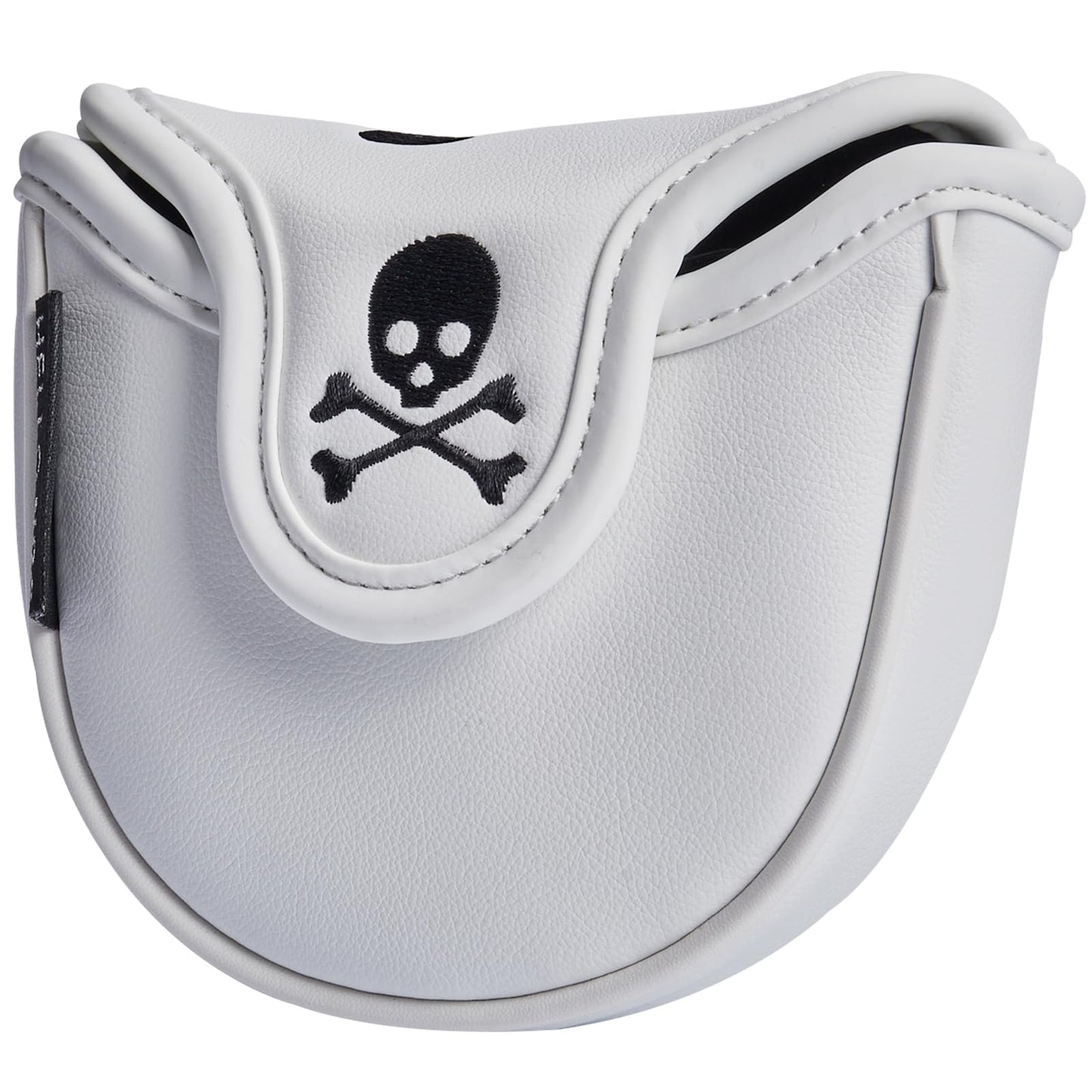 Gbourly Golf Club Skull Mallet Putter Cover Magnetic Closure Skeleton PU Leather Headcover,White