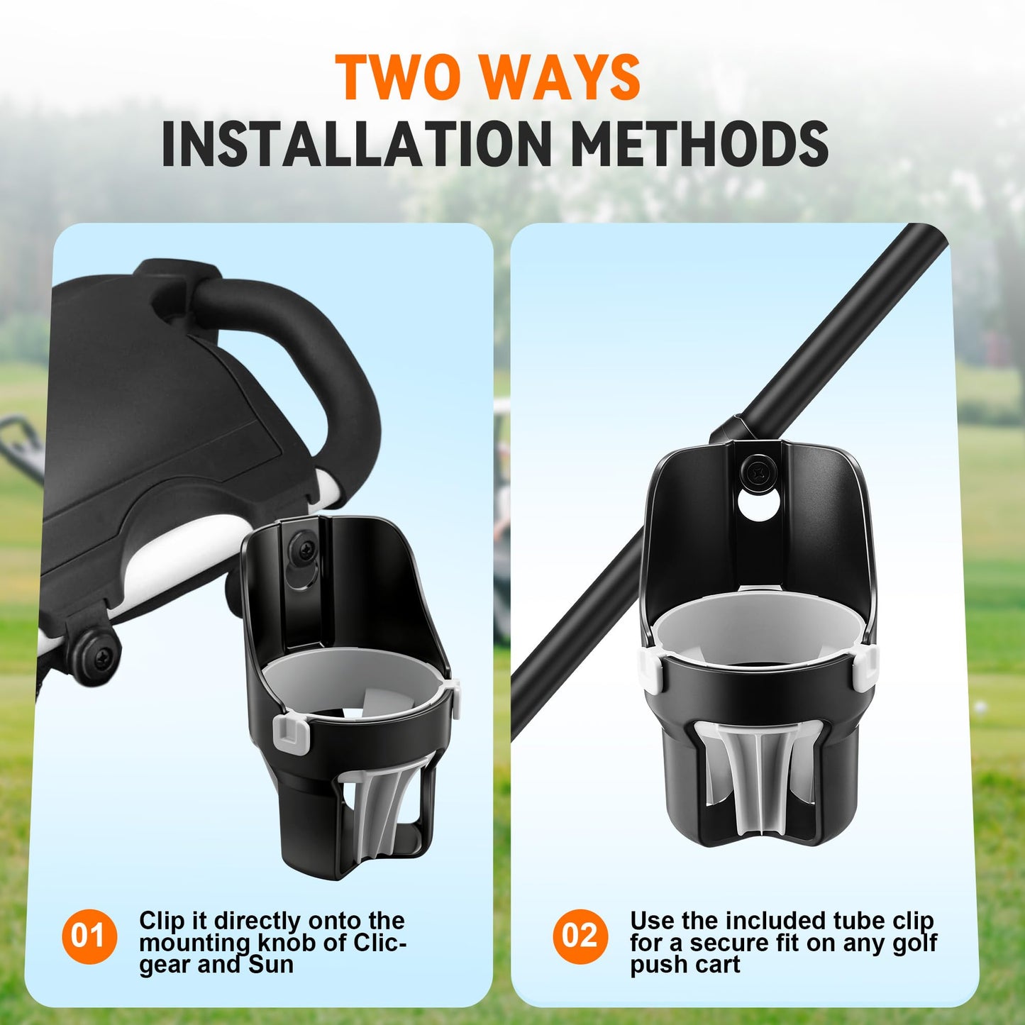 Hohean Golf Push Cart Cup Holder, Super Large Capacity, Fits Up to a 40oz Bottle, Universal Heavy Duty Golf Push Cart Accessories(1 Pack)