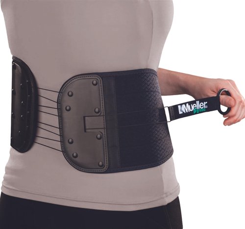 MUELLER Sports Medicine Green Adjustable Back & Abdominal Support, Ideal for Upper and Lower Back Pain, Relief & Support for Men and Women, Strains, Sciatica, Scoliosis, Black, Black, One Size