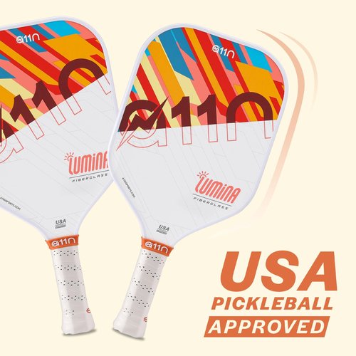 A11N Pickleball Paddles Set of 2 Fiberglass Surface Rackets with 4 Pickleball Balls and Pickleball Bag for Beginners - USAPA Approved, Orange