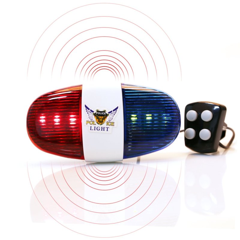 Oumers Bicycle Police Sound & Light, Bike LED Horn Siren, 6 LED Lights, 4 Sounds, Waterproof Accessories