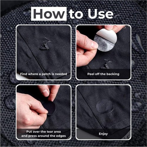 aZengear Repair Patches for Down Jackets - Waterproof, Self-Adhesive Nylon Fabric (11 Pieces, Dark Grey)