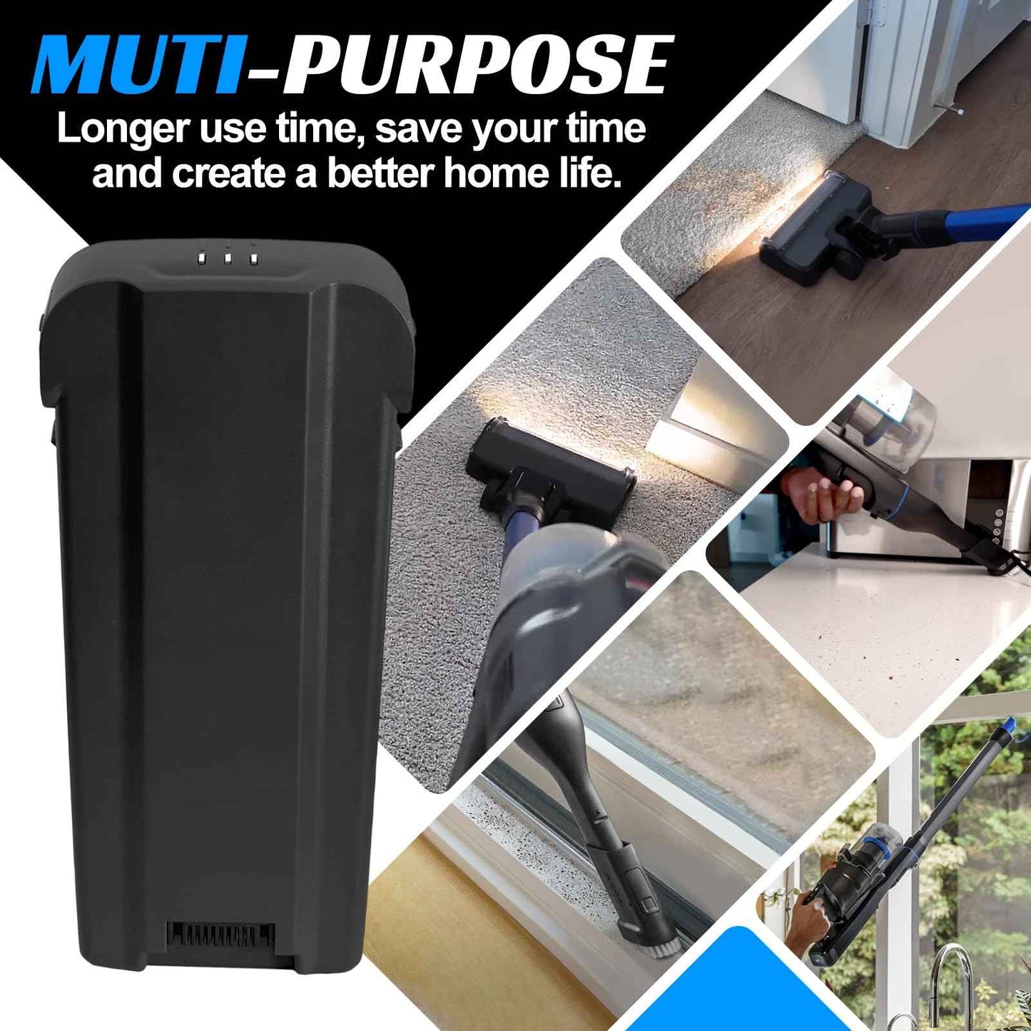 BooNer Battery for Bissell PowerClean FurGuard & FurFinder Cordless Vacuum, Replacement for Battery Model 4143,4141, Compatible wtih Bissell PowerClean Series Vacuum Model 4039,4052,4173,etc (Gray)