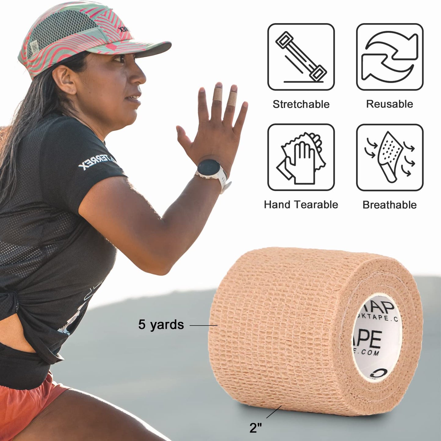 OK TAPE Self Adherent Cohesive Bandages Wrap 12Packs 2" x 5 Yards