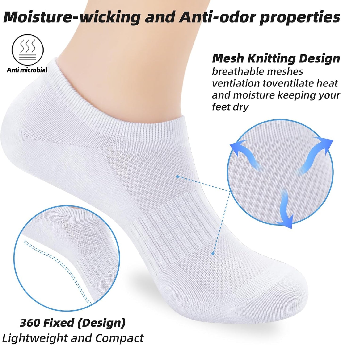 Skiennix No Show Socks - Anti-Slip Low Cut Ankle Socks for Men & Women | Casual & Athletic Use