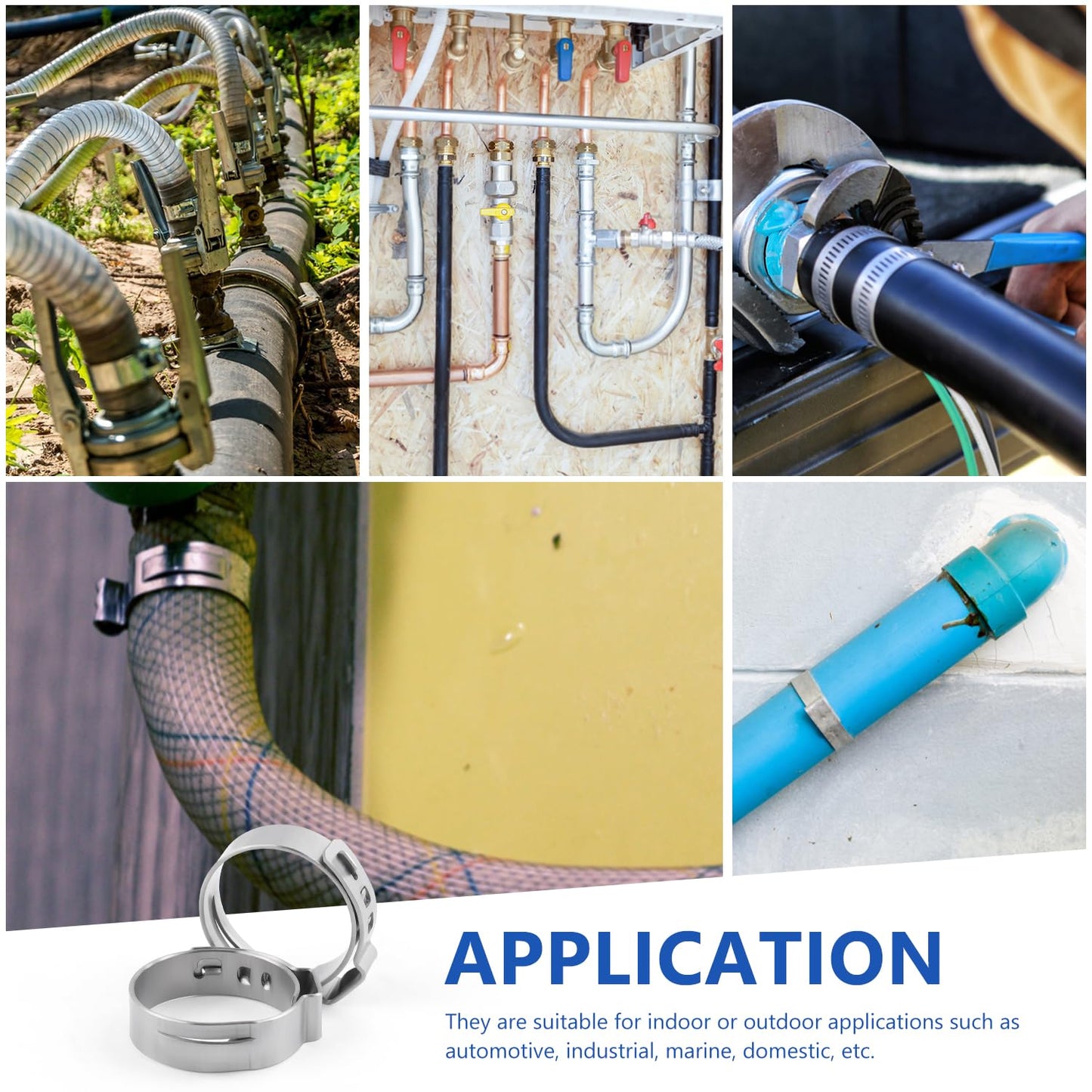 MGYOO 1 Inch PEX Clamps 24pcs Crimp Rings Single Ear Hose Clamps Stainless Steel Fittings Cinch Clamp Ring for Pipe Tubing