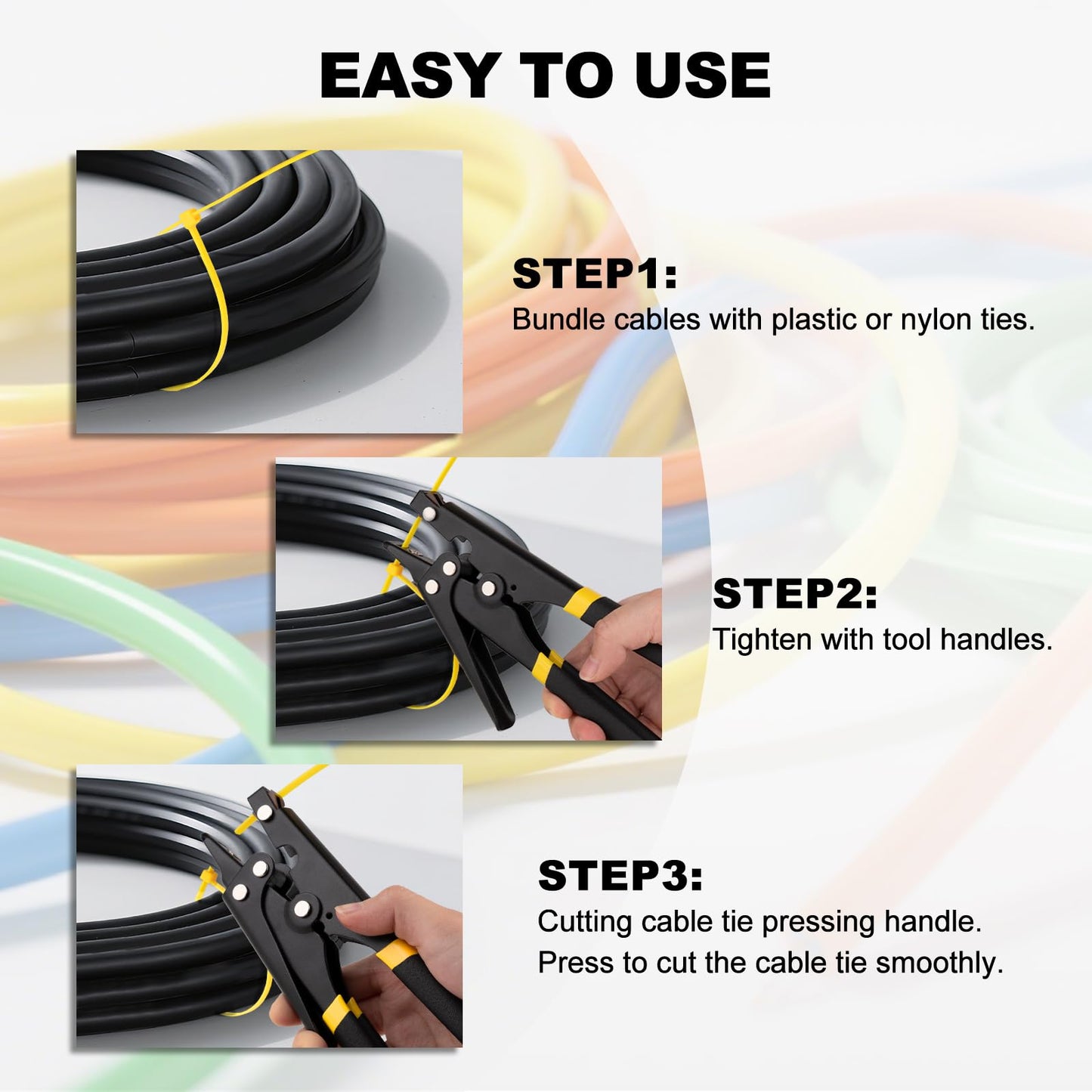 JIOUXIP Zip Tie Tool, Tensioning and Cutting Tool for Fastening and Cutting Plastic or Nylon Cable Tie, Cable Tie Gun for Cable Management, Zip Tie Tightener with Ergonomic and Portable Design